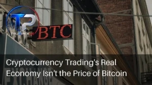 Cryptocurrency trading chart on a screen showing Bitcoin price movement with trading platform interface