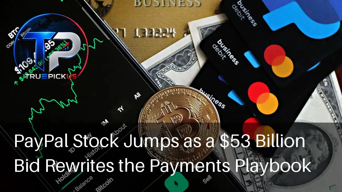 PayPal stock chart rising after reports of a Stripe and Advent International takeover offer