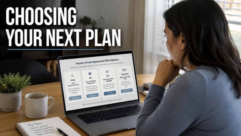 Borrower comparing federal student loan repayment plan options after the SAVE plan ended