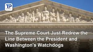Supreme Court independent agency ruling shown outside the U.S. Supreme Court building in Washington, D.C.