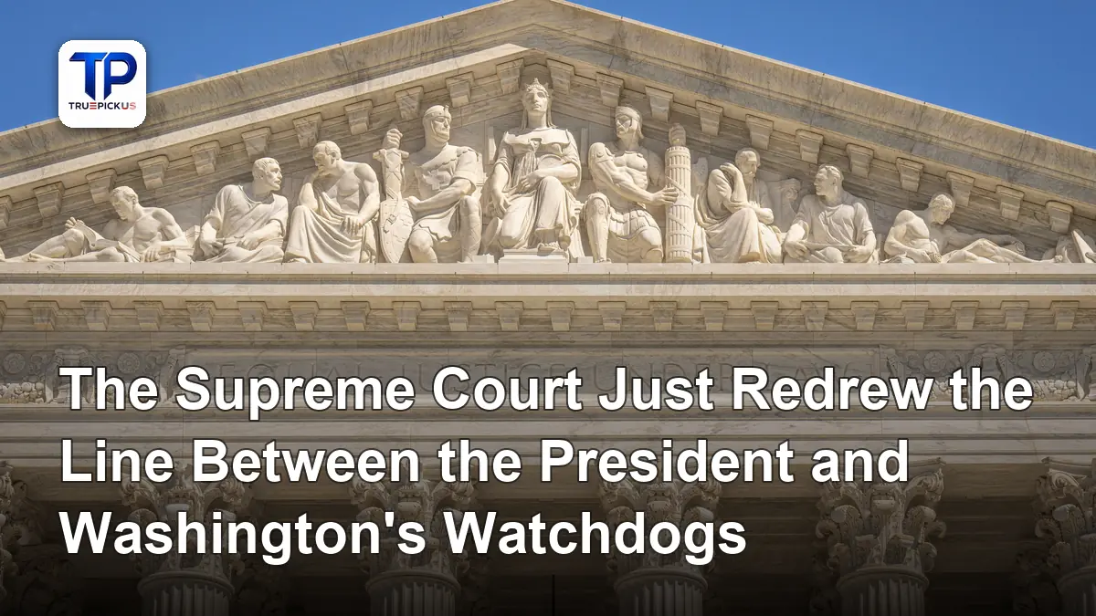 Supreme Court independent agency ruling shown outside the U.S. Supreme Court building in Washington, D.C.